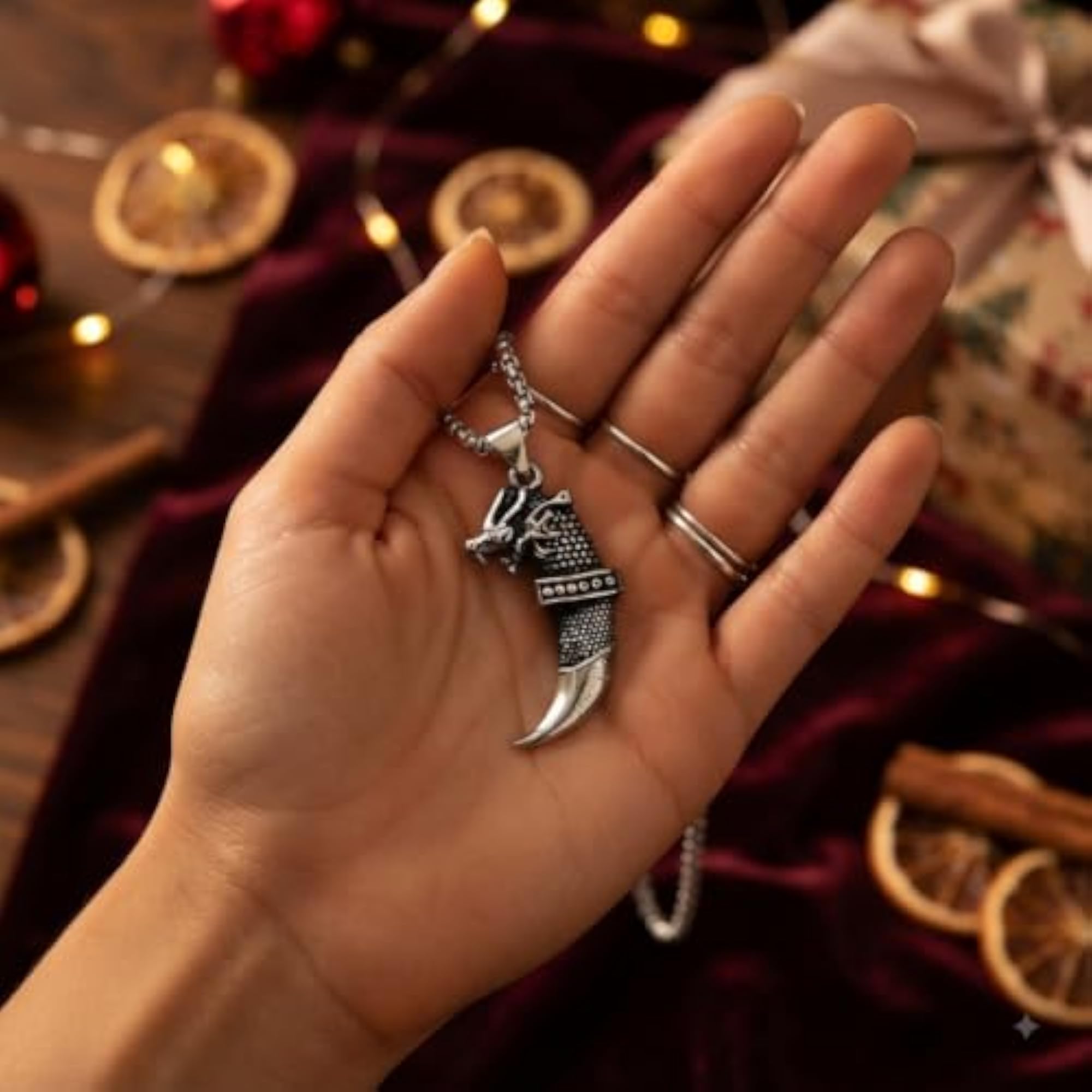 Evil Eye Talisman Big Cat Claw Metal Pendant Necklace, Nazar Protection